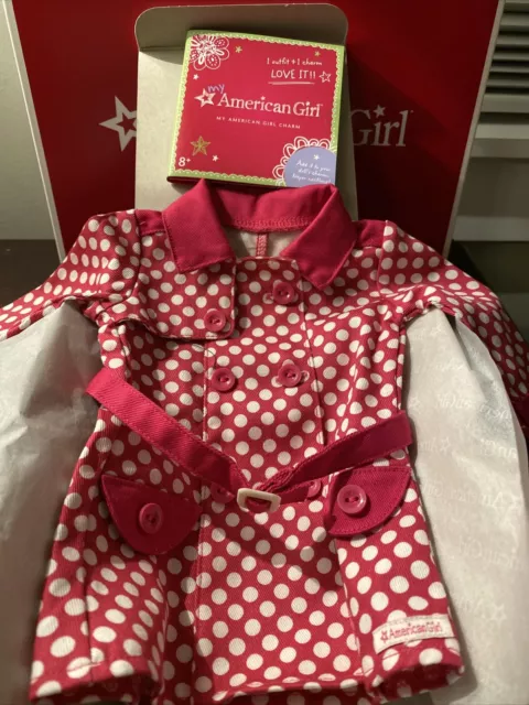 American Girl Rainy Day Coat for 18 in doll - plus charm -Brand New in Box