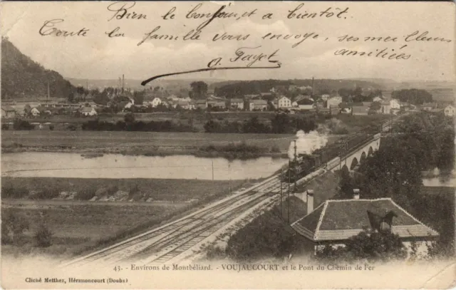CPA VOUJAUCOURT et le Pont du Chemin de Fer - Environs de Montbeliard (1115040)