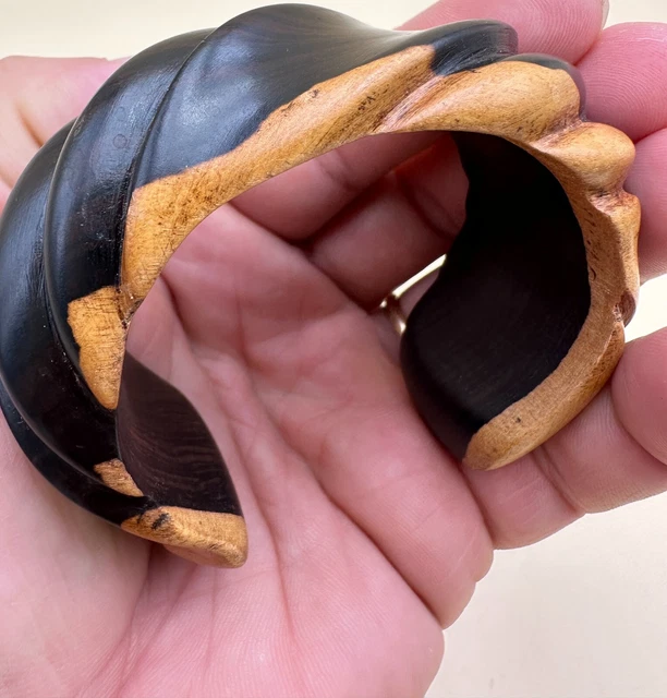Bracelet Sculpté En ébène Catherine Noll (1945-1994) – Modèle Vintage, Manchette En Palissandre