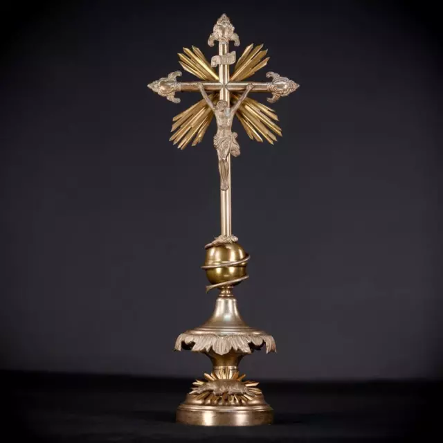 Crucifix Altar | Standing Cross | Antique Jesus Christ | Copper Brass | 19.3" Crucifix Altar | Standing Cross | Antique Jesus Christ | Copper Brass | 19.3"