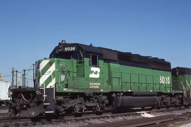 P: Original Slide BN Burlington Northern SD40-2 #8026 - Cicero IL 1989