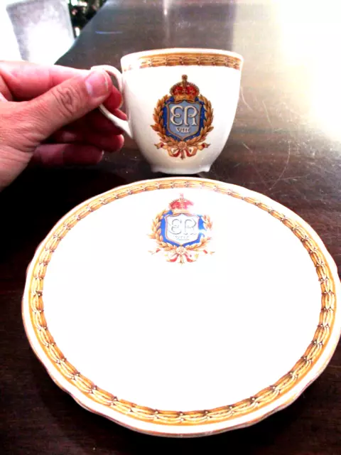 Gridley King HM EDWARD V111 MAY 12th 1937 Coronation TEA CUP & SAUCER Creampetal