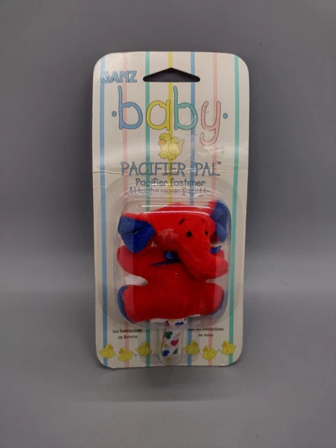 Vintage NEW Ganz Pacifier Pal Pacifier Fastener Elephant Red