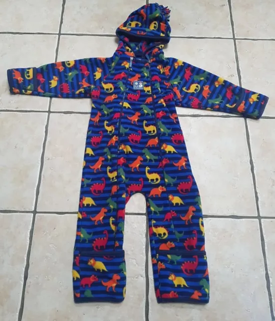 Boys Blue Dinosaur Jojo Maman Bebe All in olIne Fleece Age 18-24 Months Ex Cond