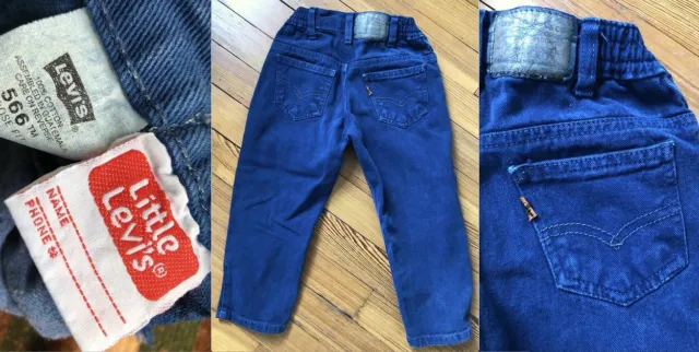 Vtg Little Levi's Denim Overdyed Blue Jeans All Cotton Toddler Loose Fit 4 Euc