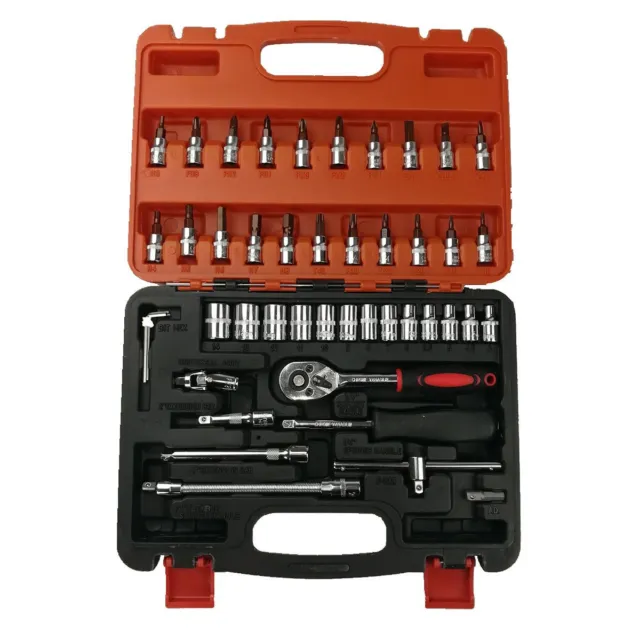 Car Repair Tool 46pcs 1/4-Inch Socket Set Ratchet  Wrench Combo Tools Kit Auto