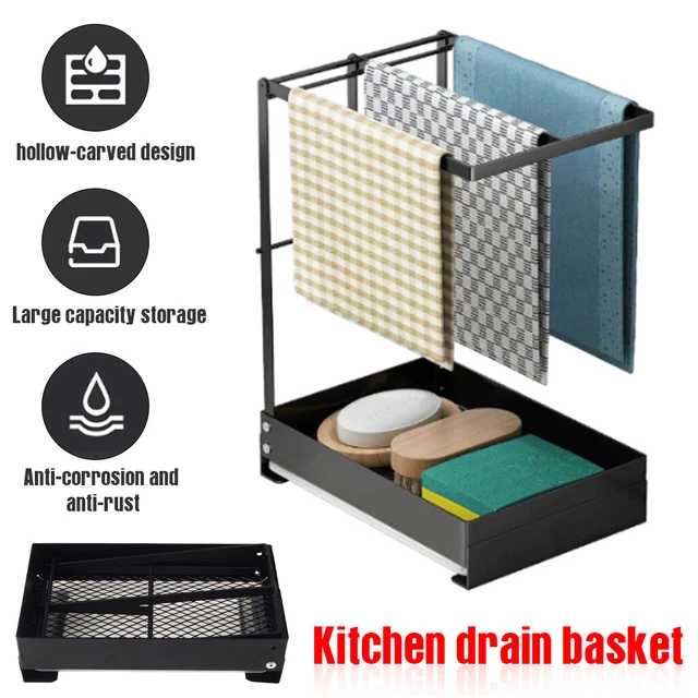Holder Kitchen Soap Dispenser Stainless Steel Sponge Organizer Brush Sink Caddy