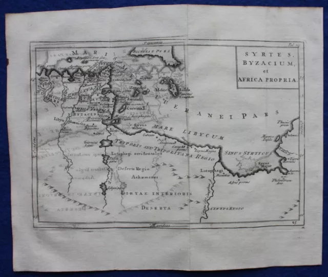 ANCIENT LIBYA, CARTHAGE, NORTH AFRICA original antique map, CELLARIUS, 1731