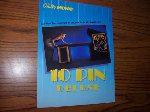 10 PIN DELUXE SHUFFLE ALLEY FLYER 1984 Vintage Retro Promo Artwork