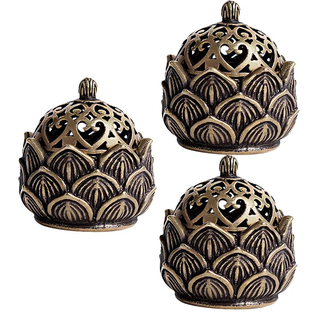3 pz bruciatore incenso ornamenti rame vintage affumicatore marrone