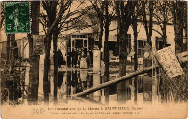 CPA AK Les Inondations de la Marne St-MAUR Restaurant Colombo avec de (390477)