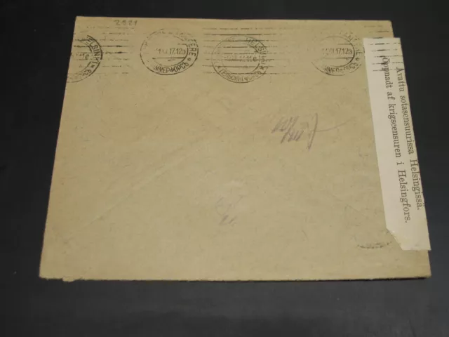 Sweden 1917 censored cover to finland *2521