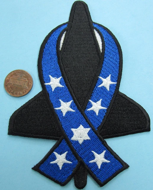 NASA PATCH vtg Space Shuttle COLUMBIA STS-107 blue ribbon memory of CREW 3.5"