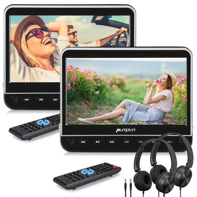 2 X DUAL Screen HD 10.1" Car Headrest DVD Player Monitor USB SD HDMI AV ...