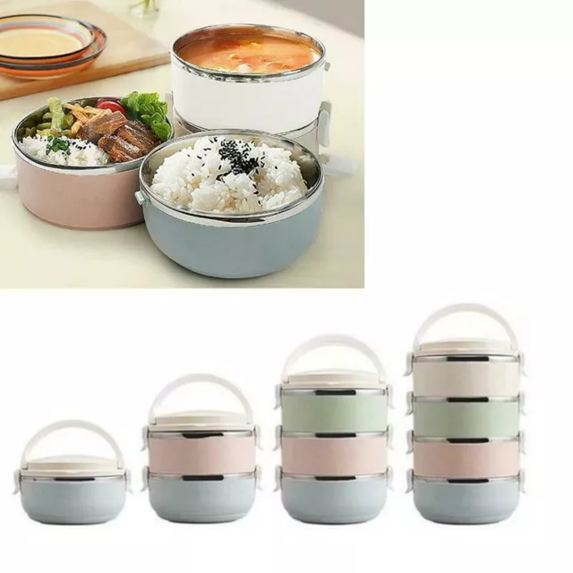 1-4 Layers Stainless Steel Lunch Box Bento Thermal Insulated Food Container    #