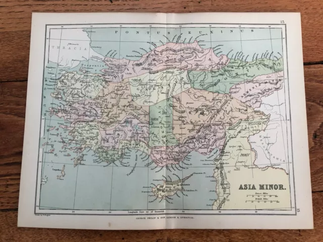 1880s george philip classical map -  asia minor !