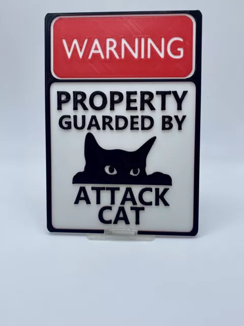 Property Guarded By ATTACK CAT Warning Funny Novelty Sign cats gift