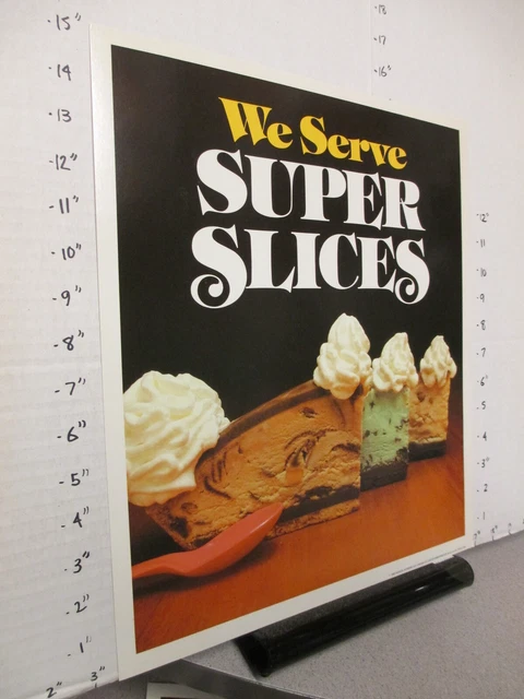 Baskin Robbins ice cream pie 1980 store display sign SUPER SLICE whipped cream