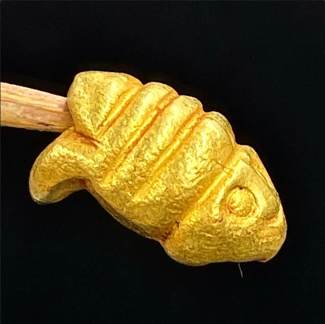 Vintage Gold Fish Animals figures Beads from Pyu Period South east Asia