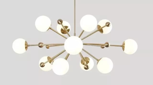 Stunning Large Mid Century Brass Sputnik Chandelier Statement Ceiling Light Lamp