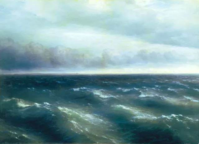 Oil painting Ivan Constantinovich Aivazovsky - The Black Sea with ocean waves