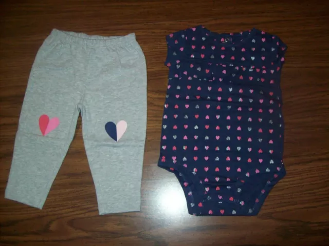 Baby Girl CARTER'S 2-Pc Outfit - Shirt & Pants - Sz 24 Months - New NWT - HEARTS