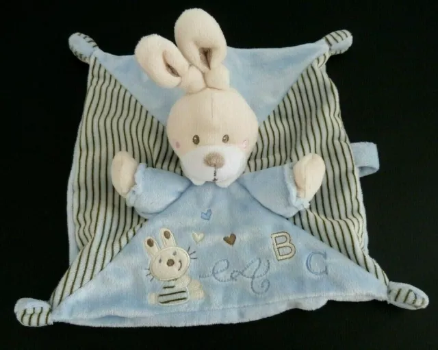 *. Doudou Plat Nicotoy Simba Lapin Bleu Marron Oreilles Nouees Abc Coeur Neuf*