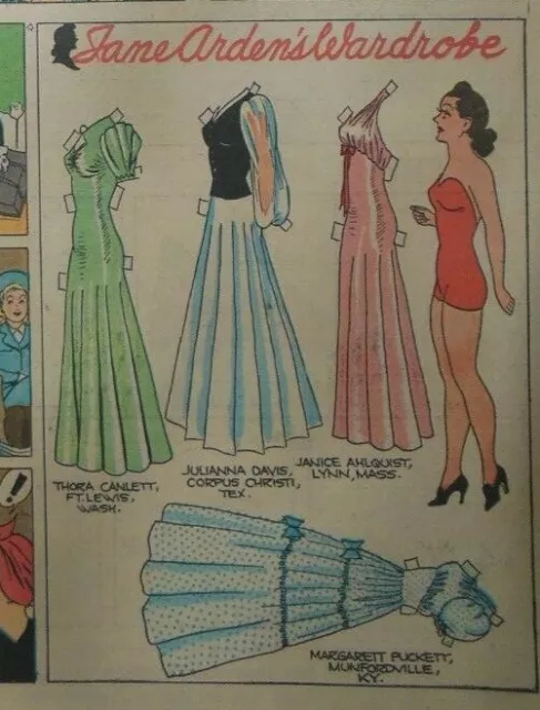 Jane Arden Sunday with Large Uncut Paper Doll from 6/29/1941 Full Size Page!