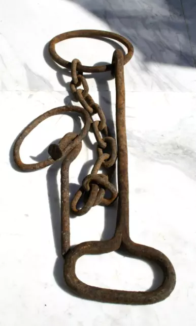 Hand Forged Chain Handle Hoop Nail Antique Farm Old Ship Tool
