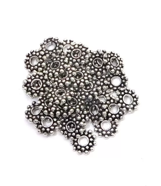100pc 4.5mm Dotted Rondelle Spacer Beads, Antique Silver