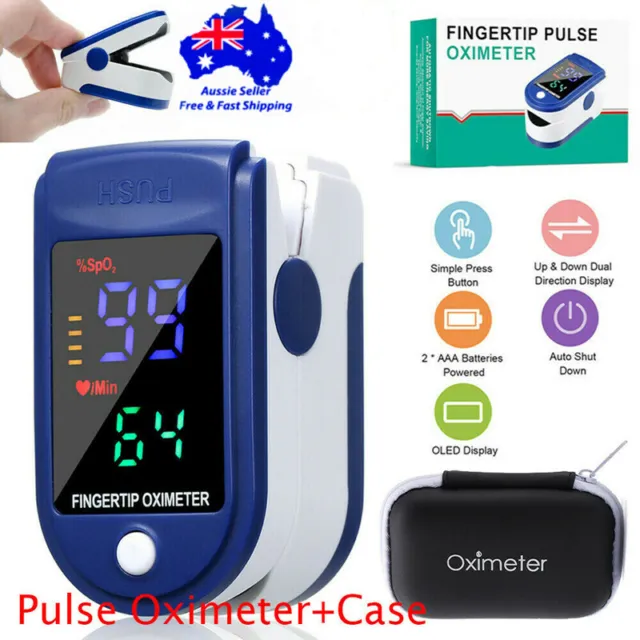 Finger Pulse Oximeter Blood Oxygen Saturation Meter Fingertip Monitor with Case