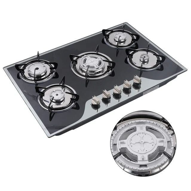 5 BURNERS BUILTIN Gas Hobs Kitchen Cooker Stove Cooktop LPG/NG