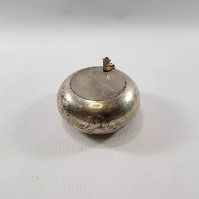 Vintage Antique Silver Plate Cigarette Cigar Ashtray With Lid And Perch