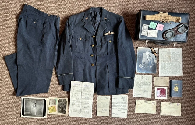 WW2 RAF SPITFIRE Pilots Uniform Jkt & Trs +Case Shot Down Over Holland ...