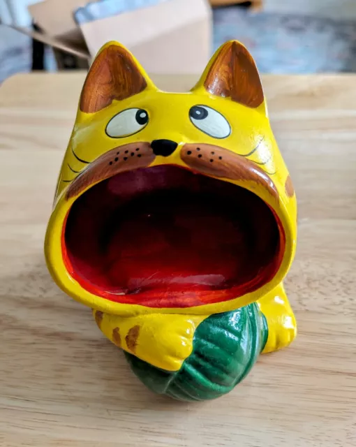 Big Mouth Cat Sponge Holder Yellow And Orange Kitty Cat Sink Side Sponge Holder
