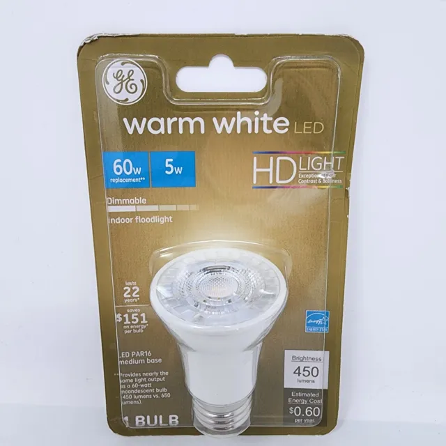 GE LED Indoor Floodlight Bulb 5.5W 60W Replacement Warm White Dimmable 450 Lm