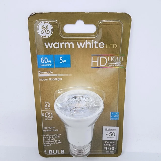 GE LED Indoor Floodlight Bulb 5.5W 60W Replacement Warm White Dimmable 450 Lm