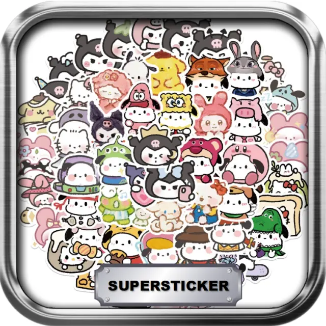 56pcs Sanrio Cute Stick Figure Kids Gift Vinyl Stickers Notebook Laptop Notebook