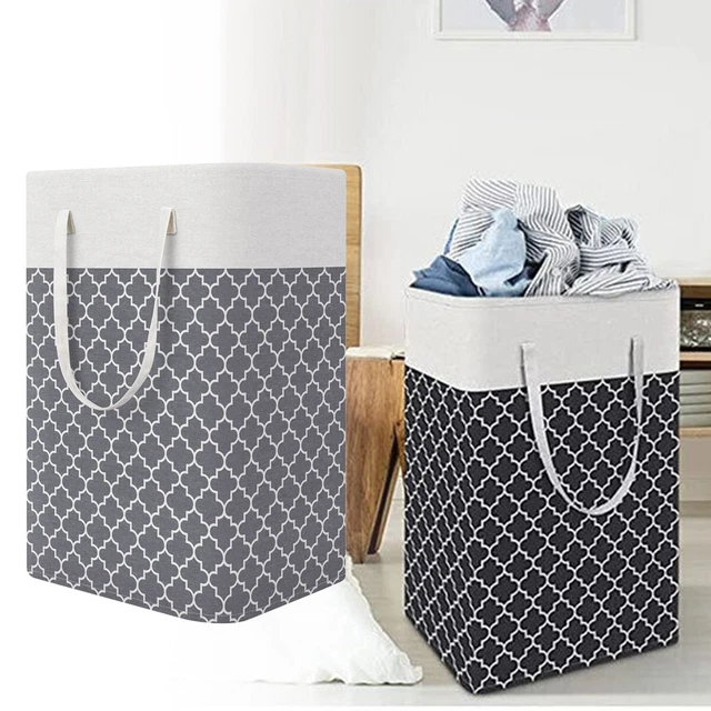 2 Stück Faltbare Wäschekörbe Aus Stoff - 40x27x53cm Mit Holzgriff