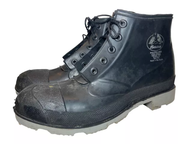 BATA Polyblend Rubber Boots Steel Shank Toe Black Size 11 USA
