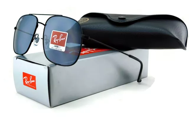 New Ray-Ban RB3595 Sunglasses | 901480 - Rubber Black / Dark Blue Lens