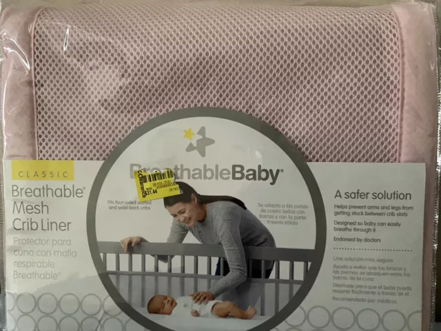 Delineador de cuna de malla de bebé transpirable clásico BreathableBaby, antiparachoques, sin acolchar 2