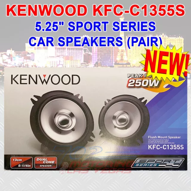 Kenwood Kfc-C1355S Sport Series 5-1/4" Dual Cone Speaker Pair Flush Mount New
