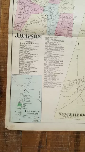 ANTIQUE Colored Map-NEW MILFORD & JACKSON PENNSYLVANIA - A. Pomeroy & Co. 1872 2