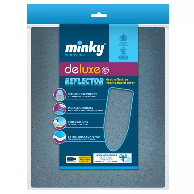 Minky Deluxe Reflector Ironing Board Cover 122 x 38cm  - Blue