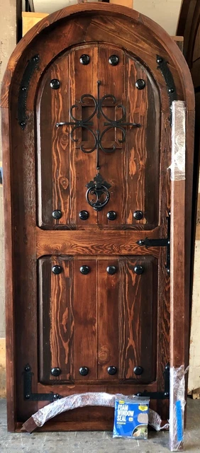 Rustic Spanish reclaimed lumber arched top door solid wood storybook castle 2