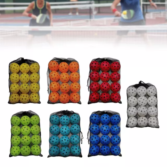 12x Pickleball Balls with 40 Small Precisely Drilled Holes Hollow Ball Fitments