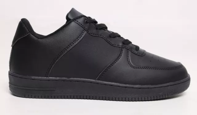 Boys & Mens Plain Black Trainers Junior Adult Size 3 to 9 UK SPORT SCHOOL SHOES