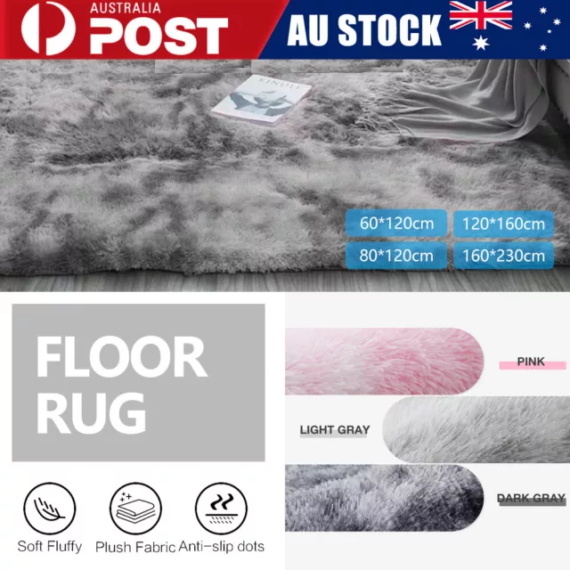 Fluffy Large Area Rug Plush Shaggy Mat Living Room Carpet Bedroom Rugs Non Slip