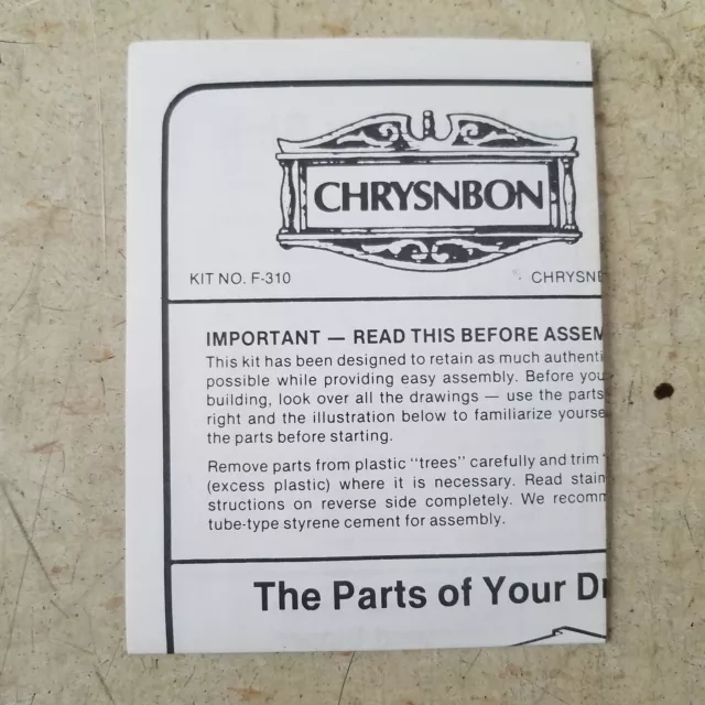 Chrysnbon kit no. F-310 instructions only jj